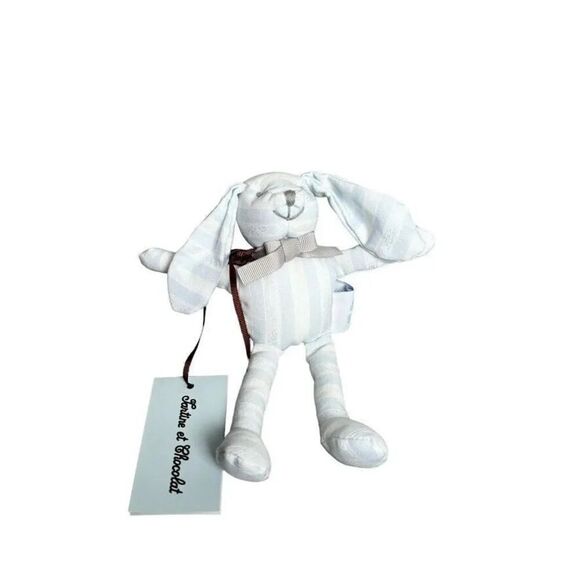 Tartine Et Chocolat striped bunny rabbit plush toy NWT Blue & White - Picture 9 of 10
